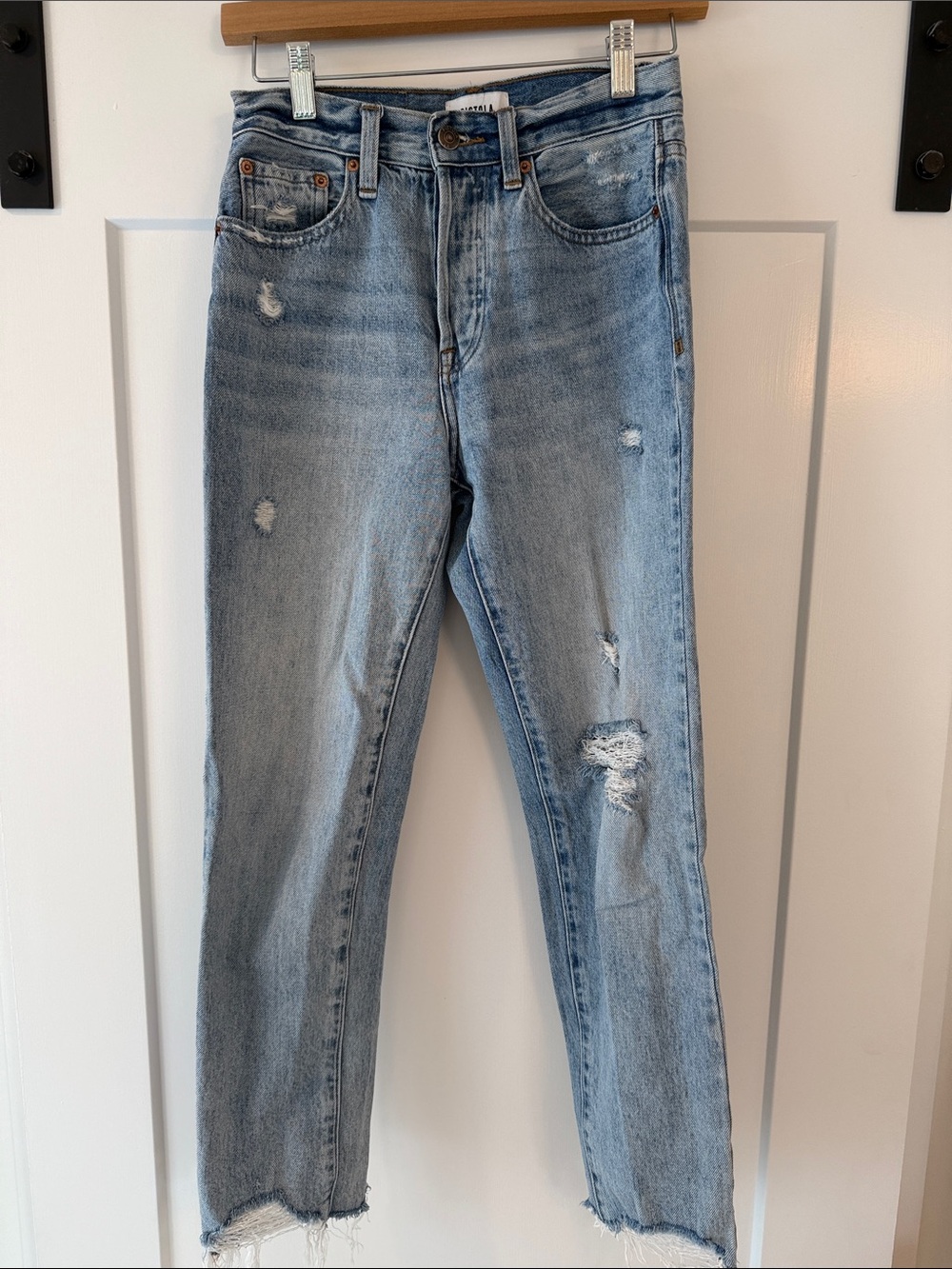 pistola Light Wash Distressed Straight Leg Jeans